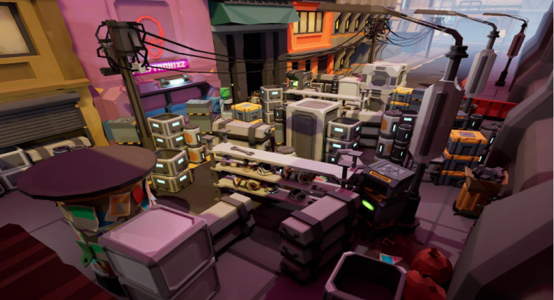 VR location sci-fi street
